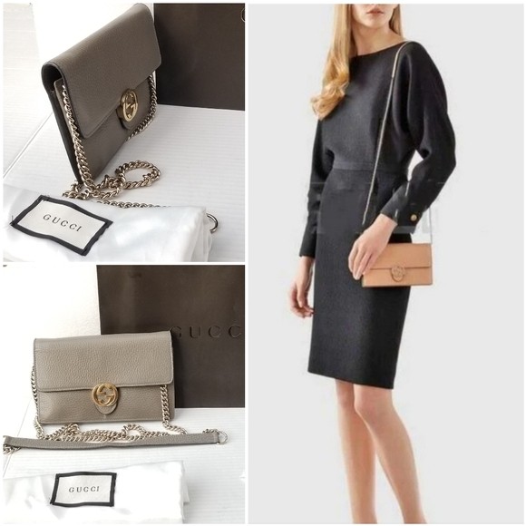 GUCCI WALLET ON CHAIN INTERLOCKING GG DOLLAR CALFSKIN Leather - Picture 4 of 16